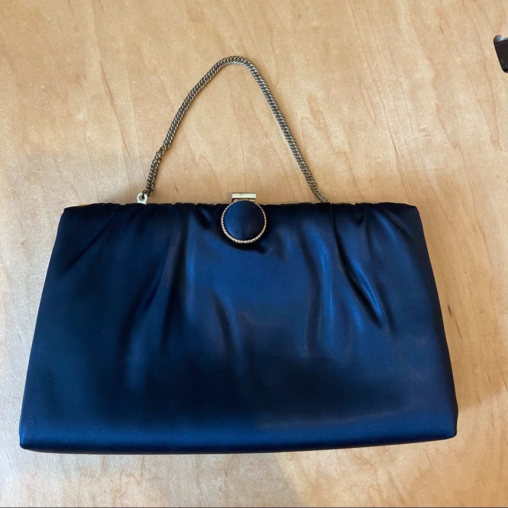 Vintage Black Satin Purse
